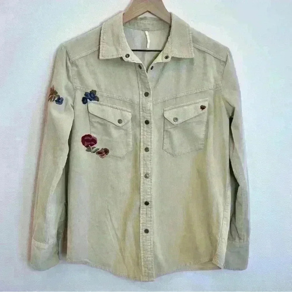 Free People Harley Embroidered Corduroy Shirt Size X-Small - Picture 3 of 16